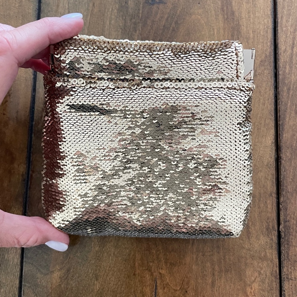 Gold Sequined Squeeze Top Coin Purse Anthropologie